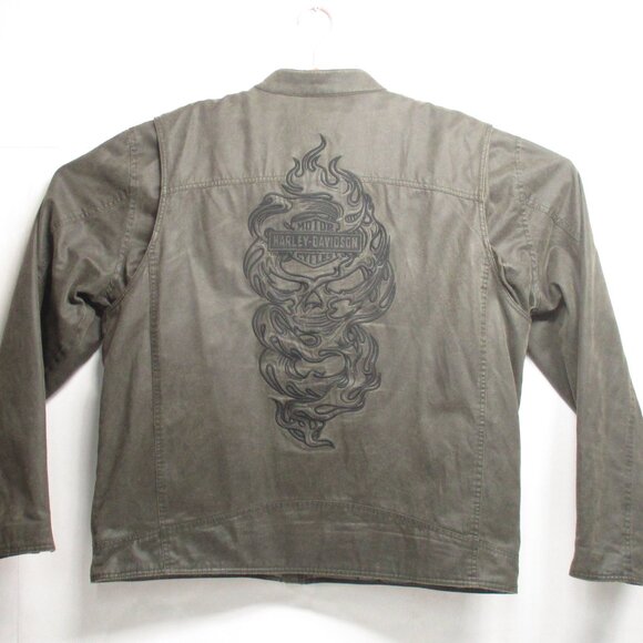 HARLEY-DAVIDSON Embroidered Embossed Brown Back Denim Jacket Men’s Size XL - Picture 3 of 8